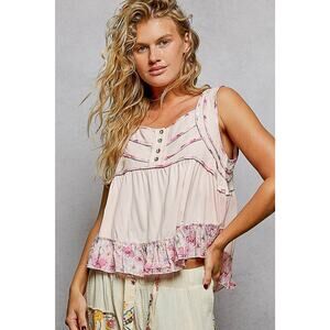 "Jersey" Square Neck Tank Top Blouse Blush Pink